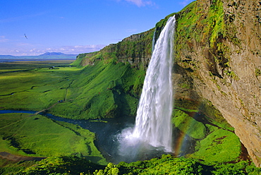 Seljalandsfoss waterfall in the south of the island, Iceland