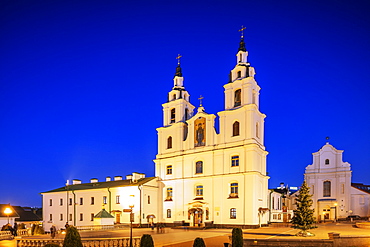 Holy Spirit Cathedral at dusk, Minsk, Belarus, Eastern Europe