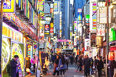 Kabukicho neon lit street, Shinjuku, Tokyo, Japan, Asia