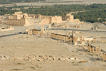 Hill top view, archaelogical ruins, Palmyra, UNESCO World Heritage Site, Syria, Middle East