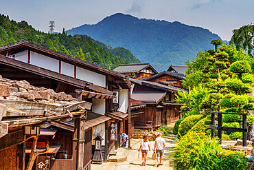 Nakasendo old post town of Tsumago, Kiso Valley, Nagano prefecture, Honshu, Japan, Asia