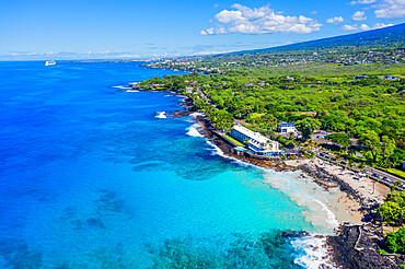 Aerial view of Magic Sands Beach Park, Big Island, Hawaii, United States of America, North America