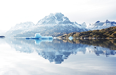 Icebergs in glacier lake, Torres del Paine, Chile, South America