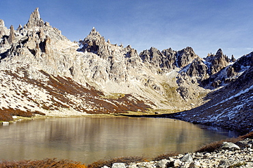 Frozen lake below Cerro Catedral, Bariloche, Argentina, South America