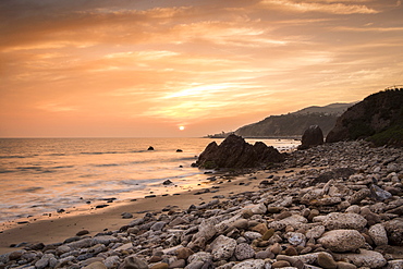 Sunset on Will Rogers Beach, Pacific Palisades, California, United States of America, North America