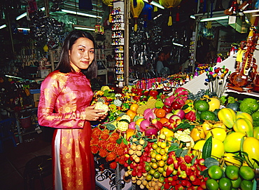 Woman in Ao Dai costume, Ho Chi Minh, Vietnam