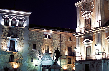 Ayuntamiento (Town Hall) floodlit at night, Plaza de la Villa, Centro, Madrid, Spain, Europe