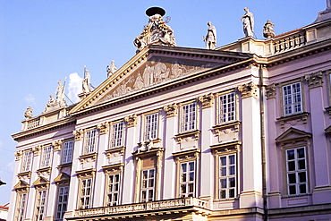 Facade detail of neo-classical Primate's Palace dating from 1781, now a major opera and ballet venue, Bratislava, Slovakia, Europe