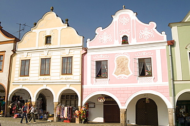 Baroque buildings at Zachariase z Hradce Square, Telc,  Jihlava Region, Czech Republic, Europe