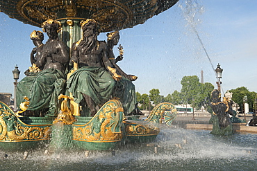 Fountain at Place de la Concorde, Paris, France, Europe