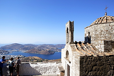 View from the Monastery of St. John the Evangelist, UNESCO World Heritage Site, Patmos, Dodecanese, Greek Islands, Greece, Europe