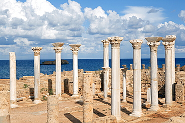 View from the central basilica, Apollonia, Libya, North Africa, Africa 