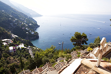 View over the Costiera Amalfitana from Positano cemetery, Costiera Amalfitana, UNESCO World Heritage Site, Campania, Italy, Europe