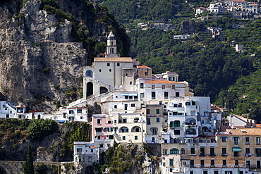 View of Amalfi from the sea, Costiera Amalfitana, UNESCO World Heritage Site, Campania, Italy, Europe