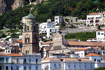 View of Amalfi with the Cathedral of Saint Andrew, Costiera Amalfitana, UNESCO World Heritage Site, Campania, Italy, Europe