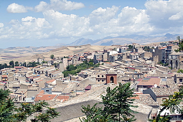 View of the town of Corleone, Sicily, Italy, Europe