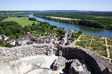 View of the River Seine from the Roche Guyon Castle, Normandy, France, Europe