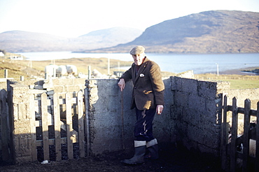 Shepherd, island of Harris, Western Isles, Scotland, United Kingdom, Europe