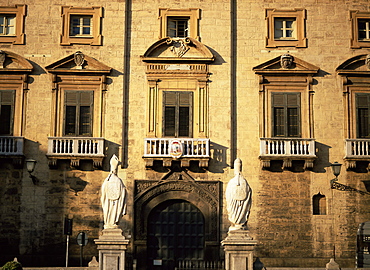 Exterior of the Palazzo Vescovile, Palermo, Sicily, Italy, Mediterranean, Europe