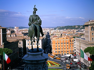 Statue of Victor Emanuel II, king of Italy, on Victor Emanuel monument, Rome, Lazio, Italy, Europe