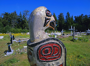 Haida cemetery, Queen Charlotte Islands, British Columbia (B.C.), Canada, North America