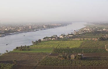 View of the River Nile and the town of Luxor, Egypt, North Africa, Africa