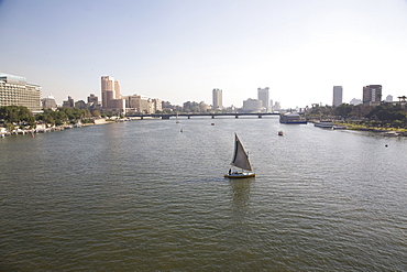 A view of the city of Cairo and the River Nile from Zamelek, Egypt, North Africa