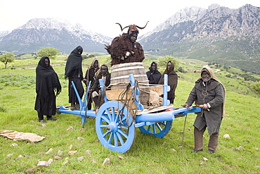 Su Battileddu and the guardians during the Carnival, Lula, Sardinia, Italy, Europe