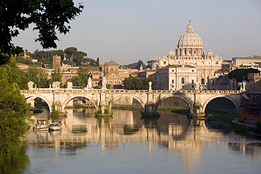 A view of the S. Angelo bridge on the Tiber River, Rome, Lazio, Italy, Europe