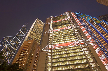 From left to right, the Bank of China Tower, Cheung Kong Centre, Sin Hua Bank, and HSBC Building, Central district, Hong Kong, China, Asia