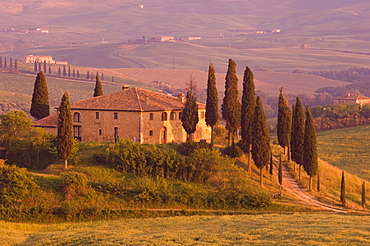 Country house, Il Belvedere, San Quirico d'Orcia, Val d'Orcia, Siena province, Tuscany, Italy, Europe