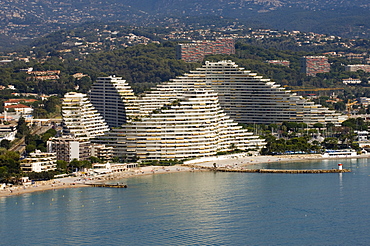 View from helicopter of Marina Baie des Anges, Villeneuve Loubet, Provence, Cote d'Azur, French Riviera, France, Mediterranean, Europe