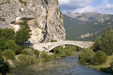 Castellane, bridge over Verdon river, Provence, France, Europe