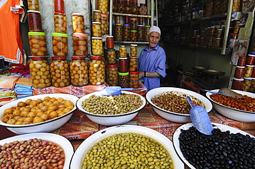 Olive stand, Medina Souk, Marrakech, Morocco, North Africa, Africa