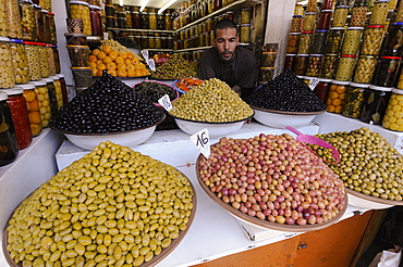 Olive stand, Medina Souk, Marrakech, Morocco, North Africa, Africa