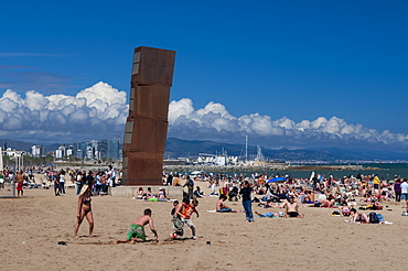 El Lucero Herido by Rebecca Horn on Barceloneta Beach, Barcelona, Catalonia, Spain, Europe