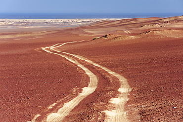 Empty desert road, Skeleton Coast National Park, Namibia, Africa