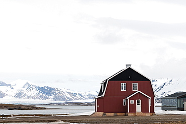 Roald Amundsen house, Ny-Alesund, Spitzbergen, Svalbard Islands, Norway, Scandinavia, Europe 