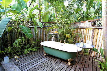 Open air bath at luxury hotel, formerly Ian Fleming's house, Goldeneye, Ocho Rios, St. Mary, Jamaica, West Indies, Central America