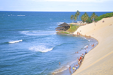 Beach, sand dunes and Bar 21, Genipabu, Natal, Rio Grande do Norte state, Brazil, South America