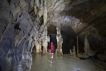 Underground lake in the Krizna Jama karst cave, Slovenia, Europe