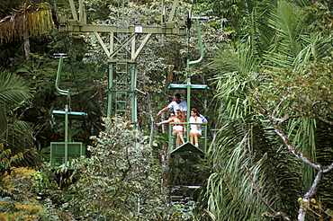 Aerial tramway on forest canopy, Soberania Forest National Park, Gamboa, Panama, Central America