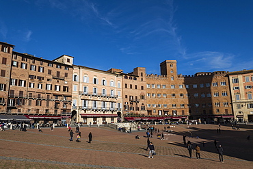 A view of Piazza del Campo, UNESCO World Heritage Site, Siena, Tuscany, Italy, Europe