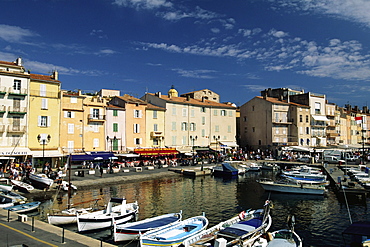 Boats and waterfront, St. Tropez, Var, Cote d'Azur, Provence, French Riviera, France