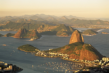 Aerial view of Botafogo bay and Sugarloaf, Rio de Janeiro, Brazil, South America