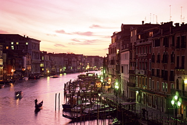 The Grand Canal at sunset, Venice, UNESCO World Heritage Site, Veneto, Italy, Europe