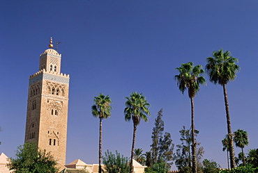 Minaret of the Koutoubia Mosque, Marrakesh (Marrakech), Morocco, North Africa, Africa