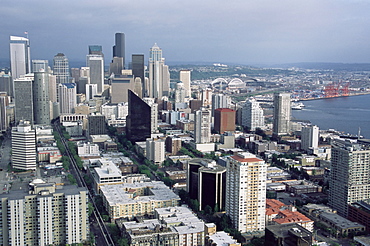 Aerial view of the city skyline, Seattle, Washington, United States of America, North America