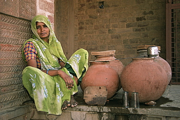 Water seller, Fatehpur Sikri, Uttar Pradesh state, India, Asia