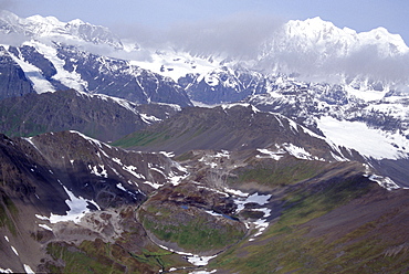 Aerial of Denali Mountains, Alaska, United States of America, North America